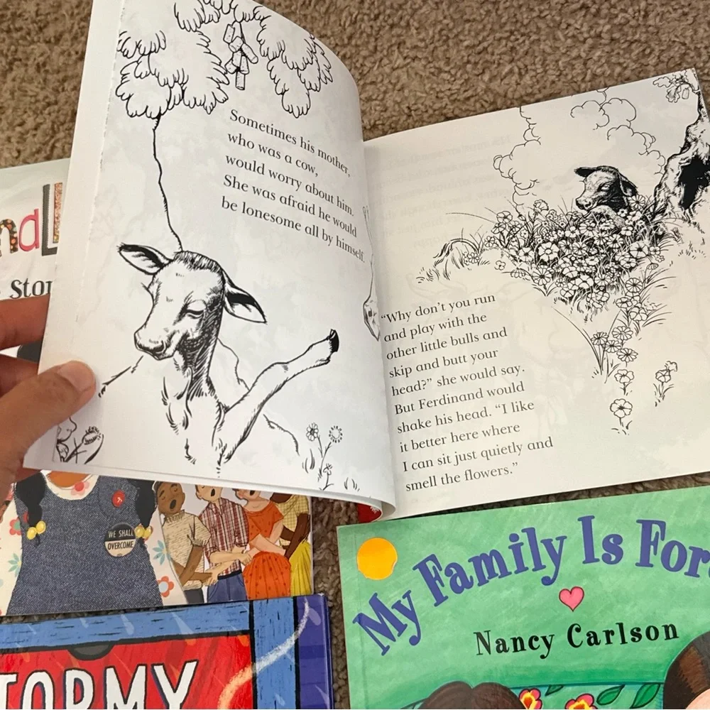 Kids Book Bundle Ferdinand Stormy Night Family Forever We Shall Overcome